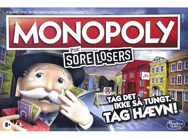 Monopoly Sore Losers Brætspil Dansk udgave 