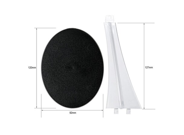 Plastbaser Sort Oval 120x92/Flying Stem 