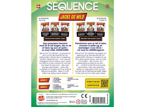 Sequence Jacks Go Wild Brætspil Dansk udgave 