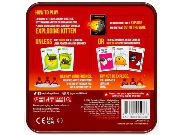 Exploding Kittens Tin Kortspil 10 Year Anniversary 