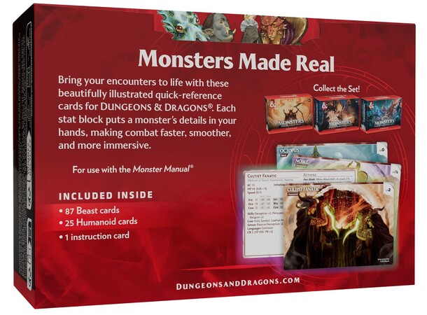 D&D Monsters Animals & NPCs Dungeons & Dragons Reference Cards 