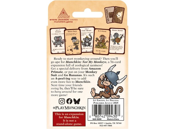 Munchkin Not My Monkeys Expansion Ekspansion til Munchkin 